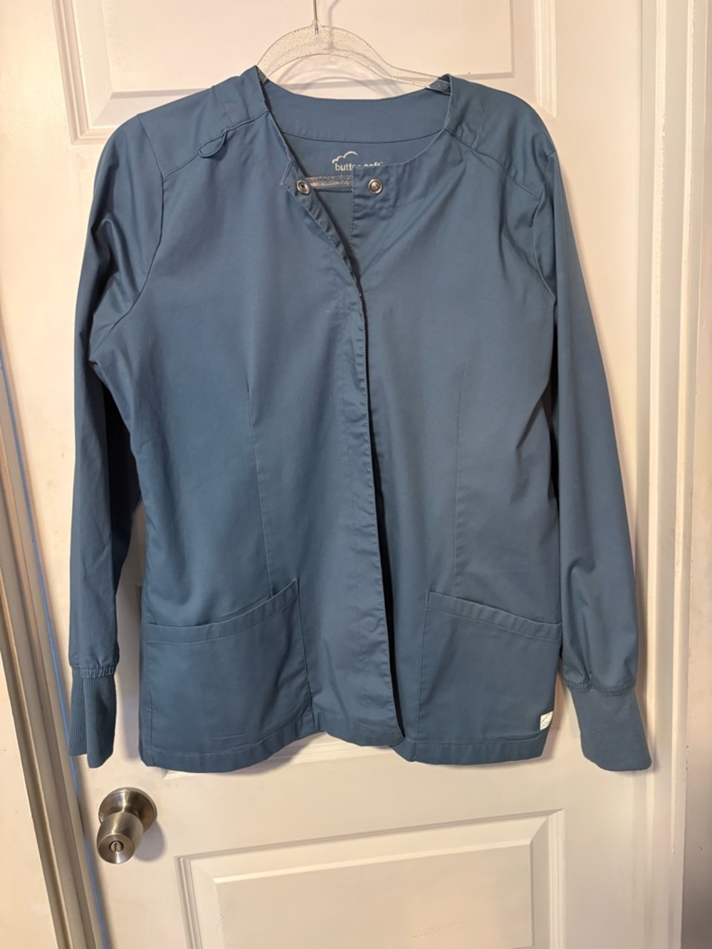 Butter Soft Dusky Blue Scrub Jacket